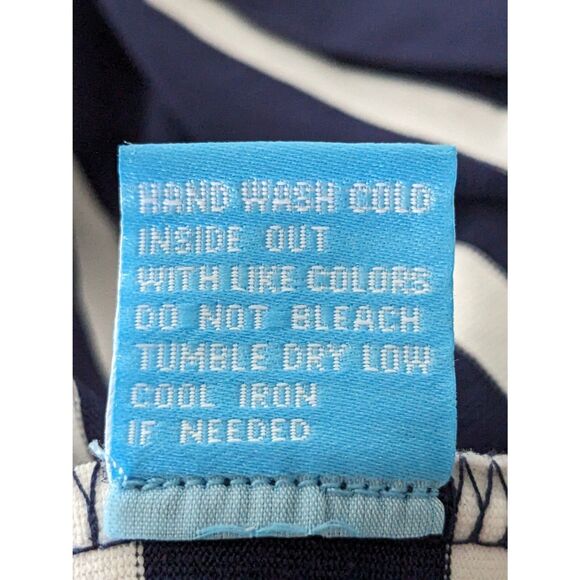 J. McLaughlin Patrice Dress Off Shoulder Striped 3/4 Sleeve Medium Blue White - Picture 4 of 6